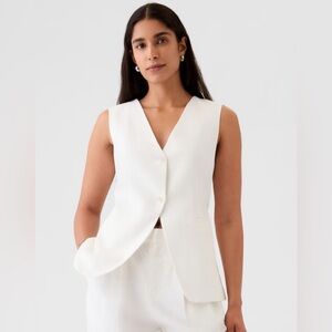 Gap white long linen vest